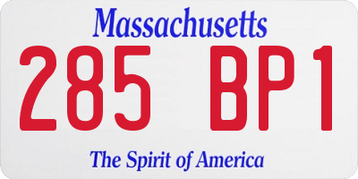 MA license plate 285BP1