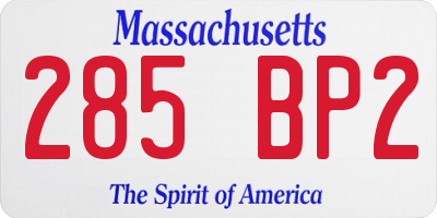 MA license plate 285BP2