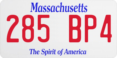 MA license plate 285BP4