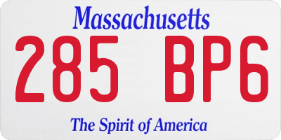 MA license plate 285BP6