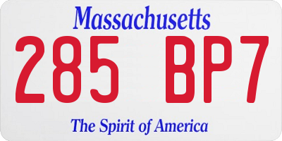 MA license plate 285BP7