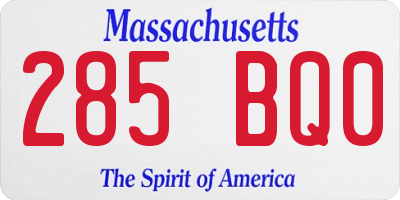 MA license plate 285BQ0