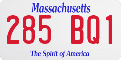 MA license plate 285BQ1