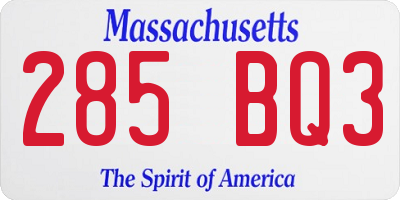 MA license plate 285BQ3