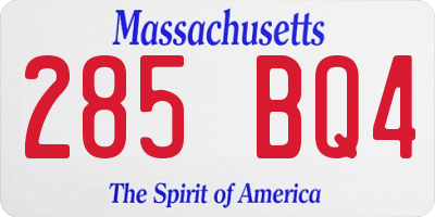MA license plate 285BQ4
