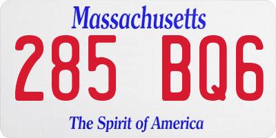 MA license plate 285BQ6