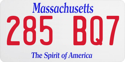 MA license plate 285BQ7