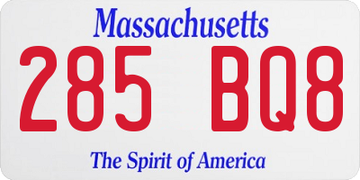 MA license plate 285BQ8
