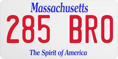 MA license plate 285BR0