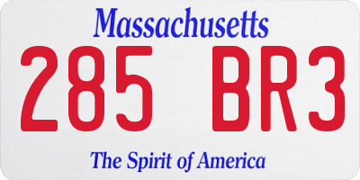 MA license plate 285BR3