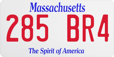 MA license plate 285BR4