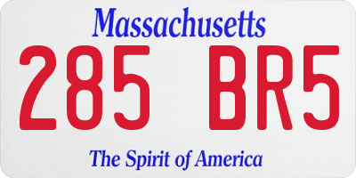 MA license plate 285BR5