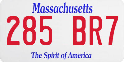 MA license plate 285BR7