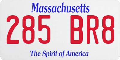 MA license plate 285BR8