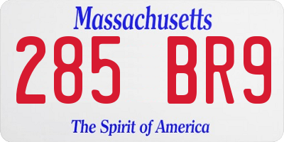 MA license plate 285BR9