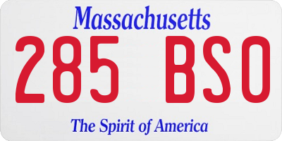 MA license plate 285BS0