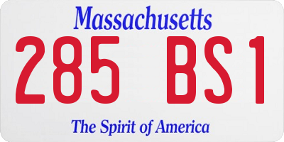 MA license plate 285BS1