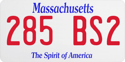 MA license plate 285BS2