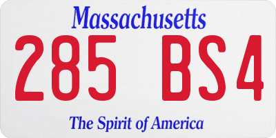 MA license plate 285BS4