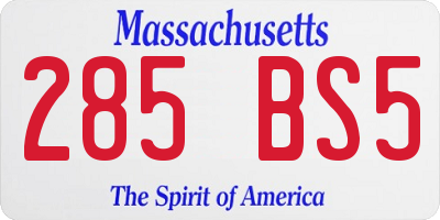 MA license plate 285BS5