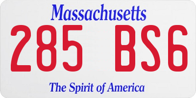 MA license plate 285BS6
