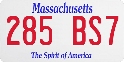 MA license plate 285BS7