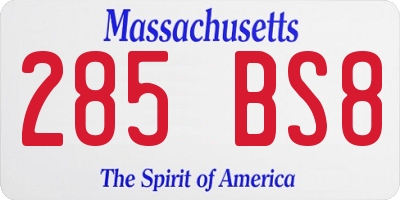 MA license plate 285BS8