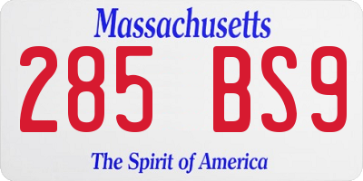 MA license plate 285BS9