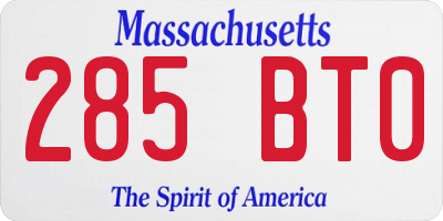 MA license plate 285BT0