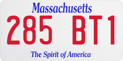 MA license plate 285BT1