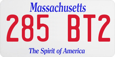 MA license plate 285BT2