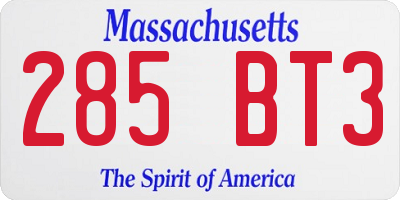 MA license plate 285BT3