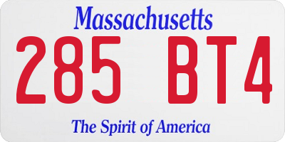 MA license plate 285BT4