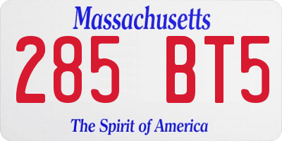 MA license plate 285BT5