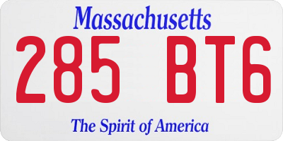MA license plate 285BT6