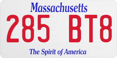 MA license plate 285BT8