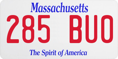 MA license plate 285BU0