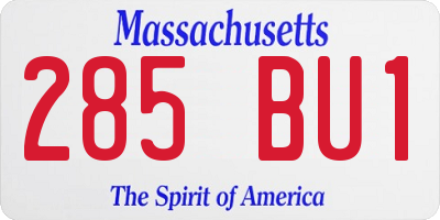 MA license plate 285BU1