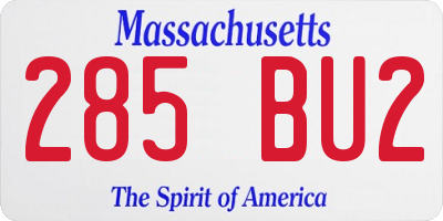 MA license plate 285BU2