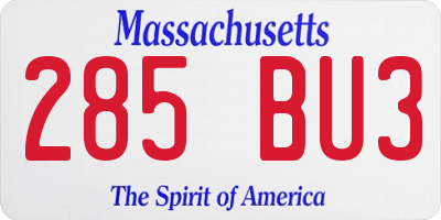 MA license plate 285BU3