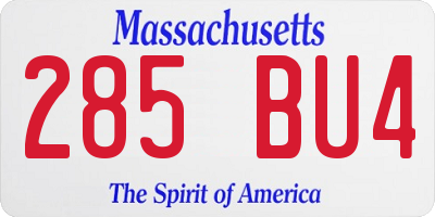 MA license plate 285BU4