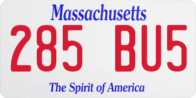MA license plate 285BU5