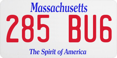 MA license plate 285BU6