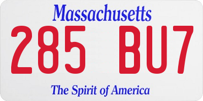 MA license plate 285BU7
