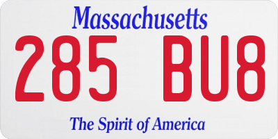 MA license plate 285BU8