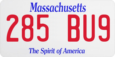 MA license plate 285BU9