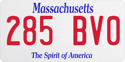 MA license plate 285BV0