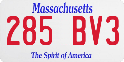 MA license plate 285BV3