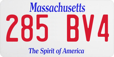 MA license plate 285BV4