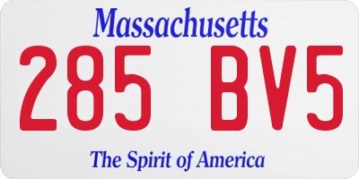 MA license plate 285BV5